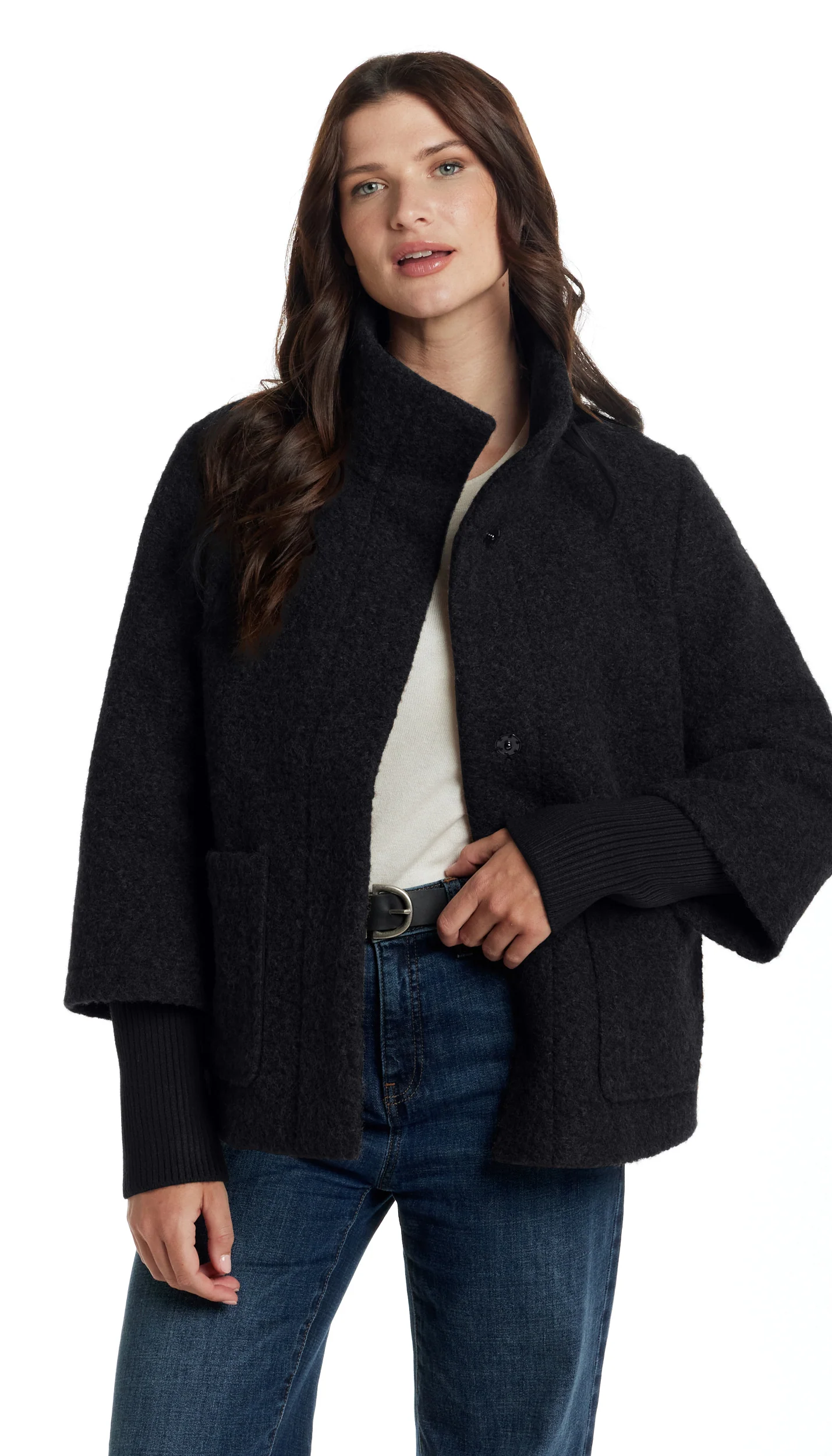 BOUCLE JACKET WITH KNIT SLEEVES - Image 33