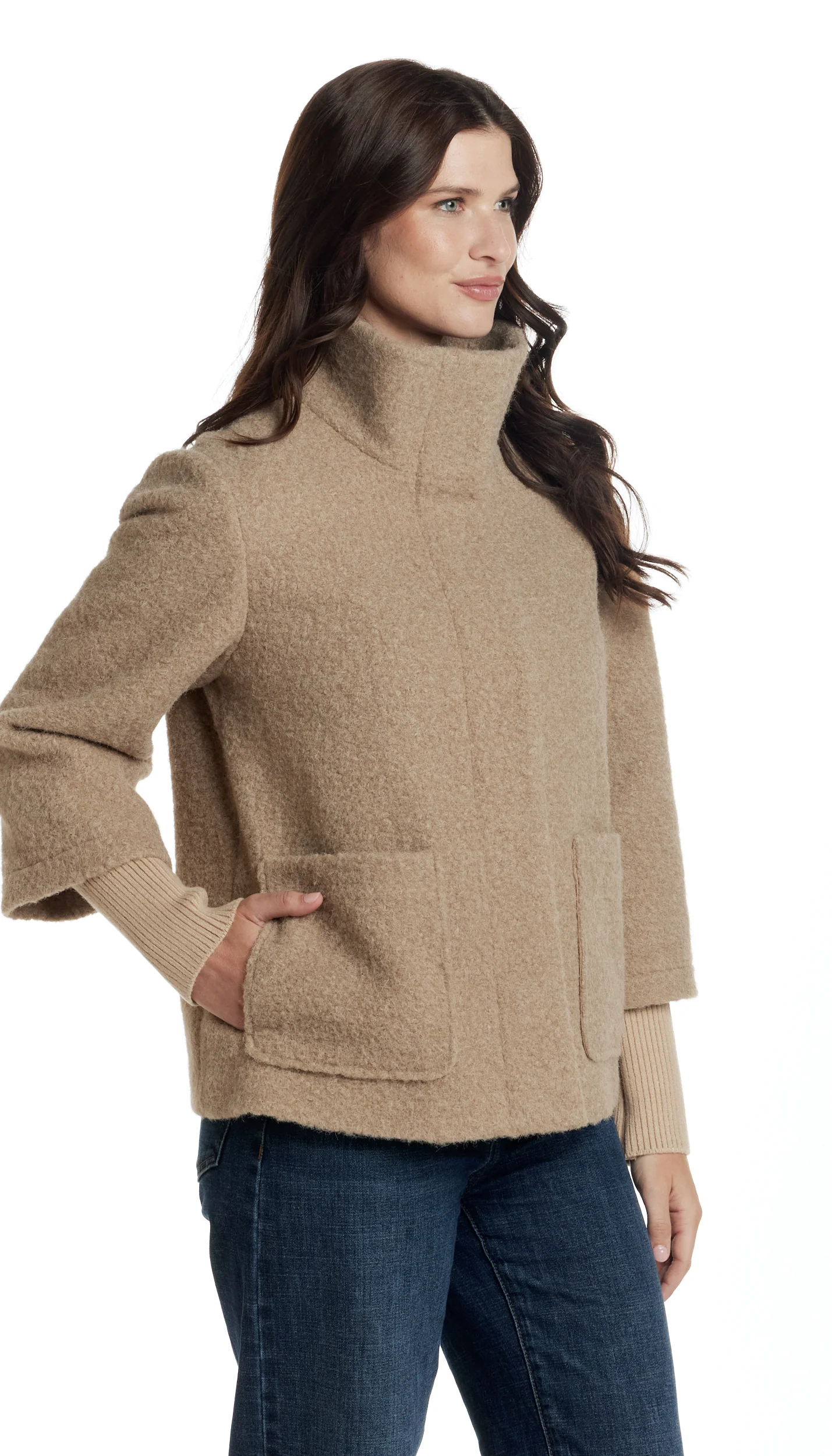 BOUCLE JACKET WITH KNIT SLEEVES - Image 4
