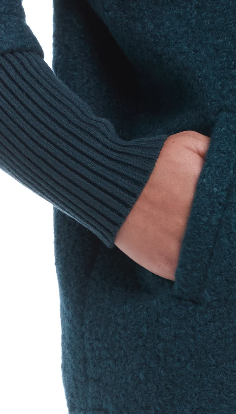 BUTTON FRONT BOUCLE TOPPER WITH KNIT SLEEVES - Image 32