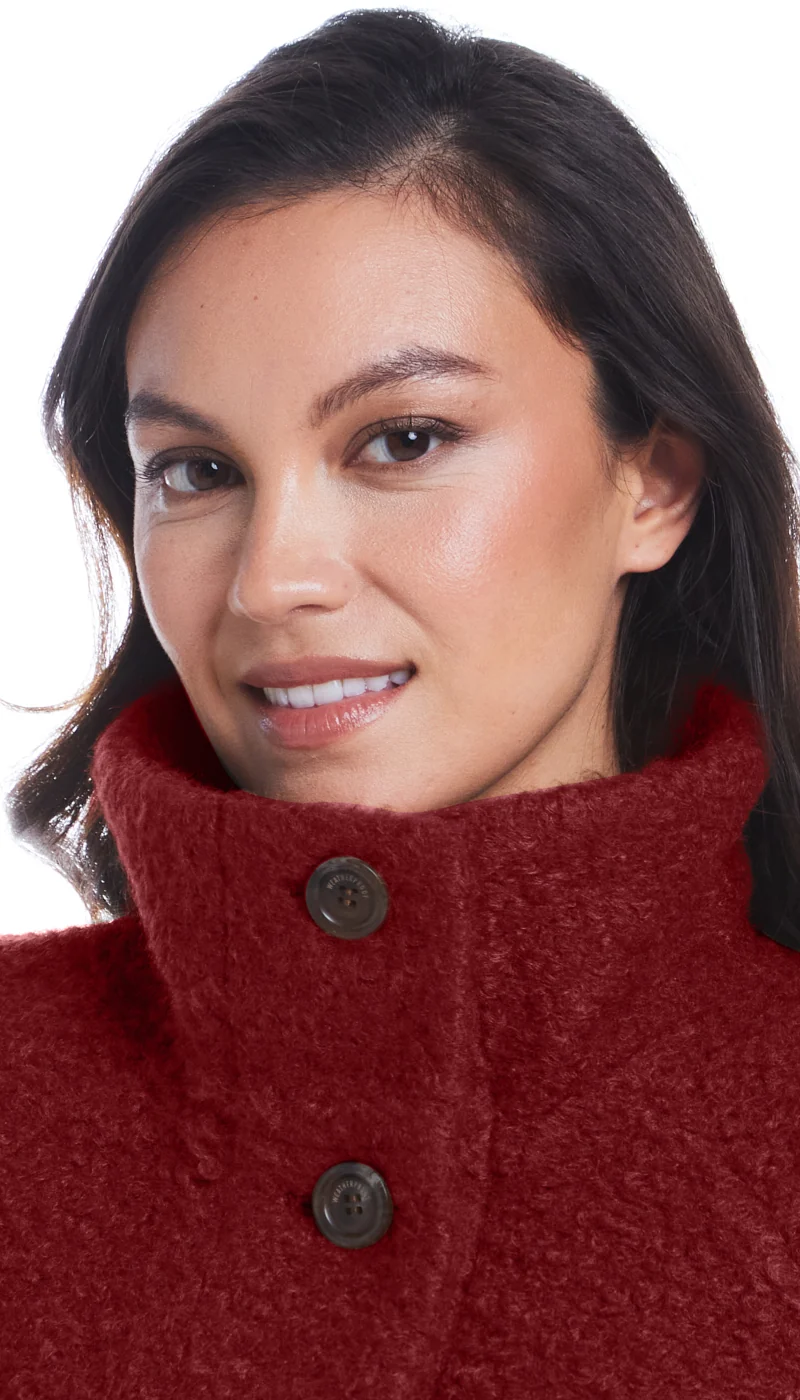 BUTTON FRONT BOUCLE TOPPER WITH KNIT SLEEVES - Image 28