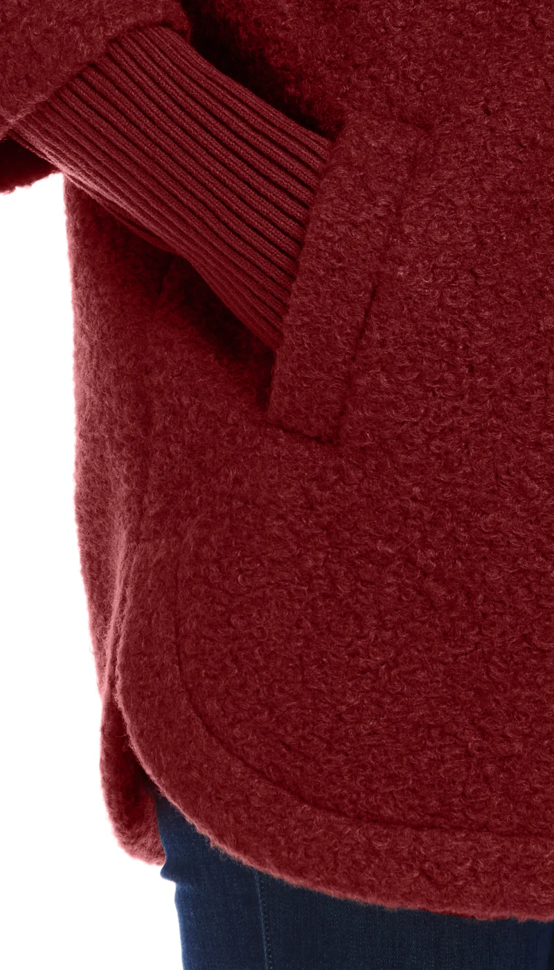 BUTTON FRONT BOUCLE TOPPER WITH KNIT SLEEVES - Image 31