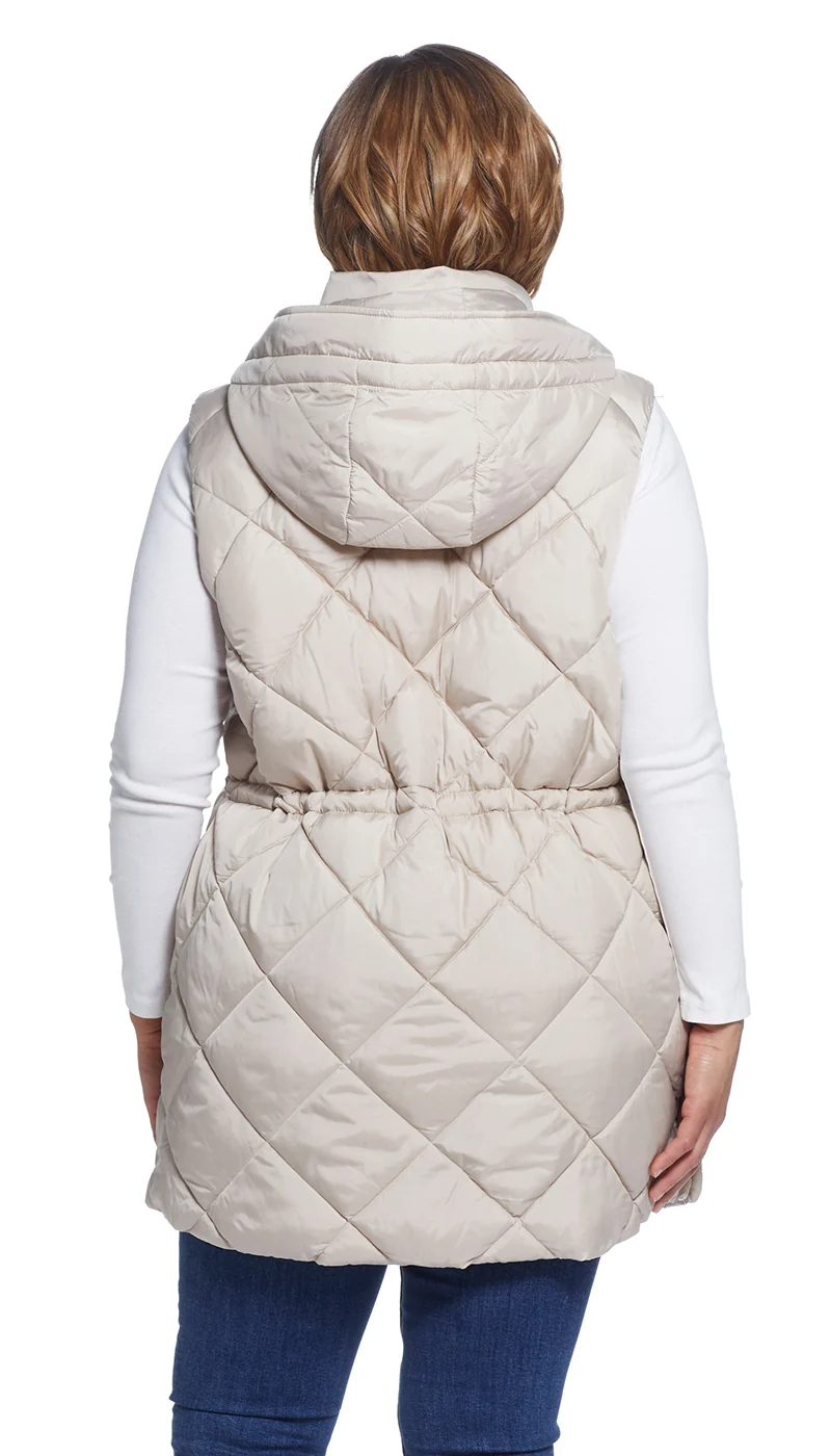 DIAMOND QUILTED LONGLINE HOODED VEST - Image 12