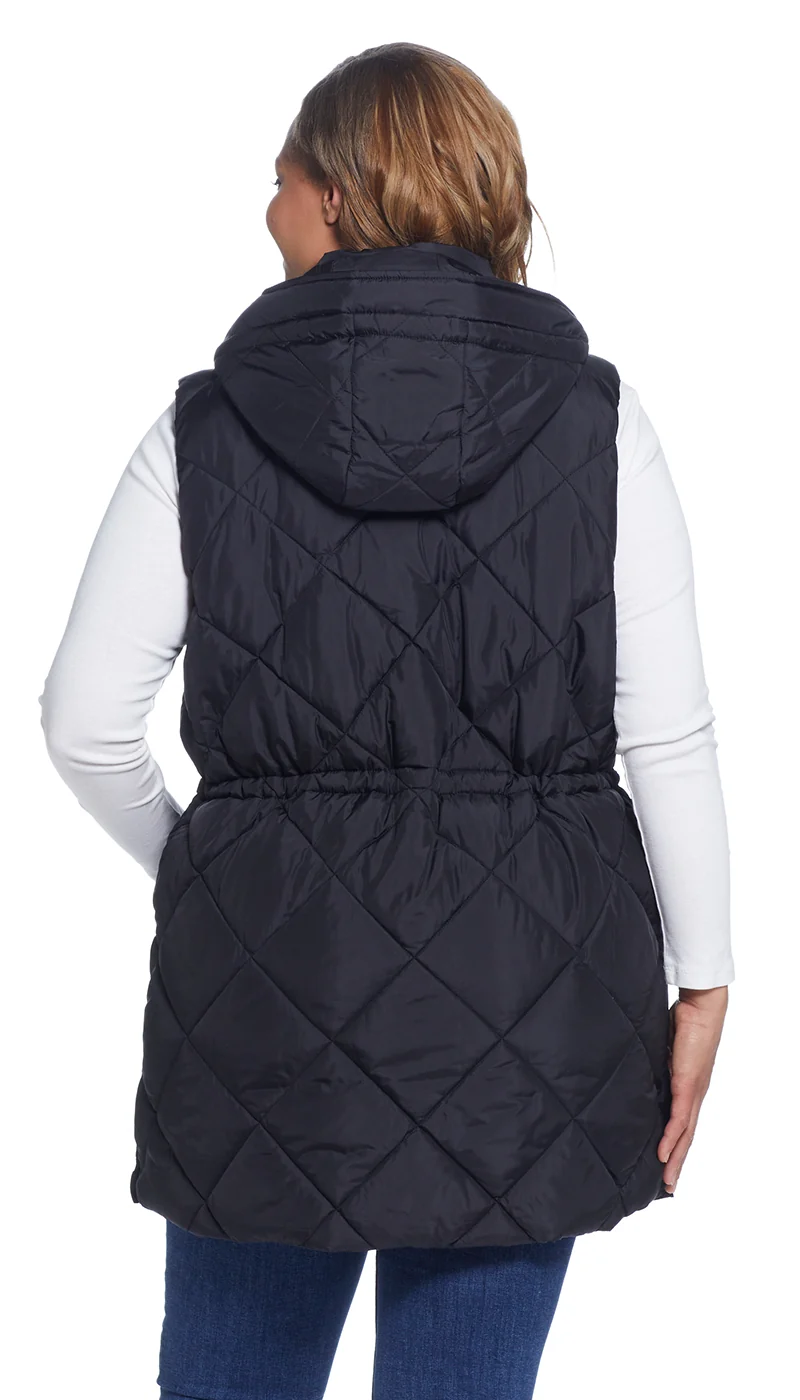 DIAMOND QUILTED LONGLINE HOODED VEST - Image 17