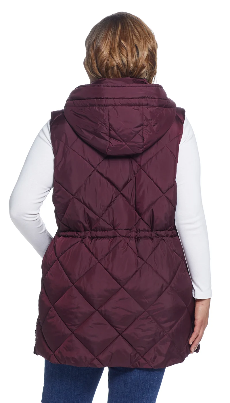 DIAMOND QUILTED LONGLINE HOODED VEST - Image 7