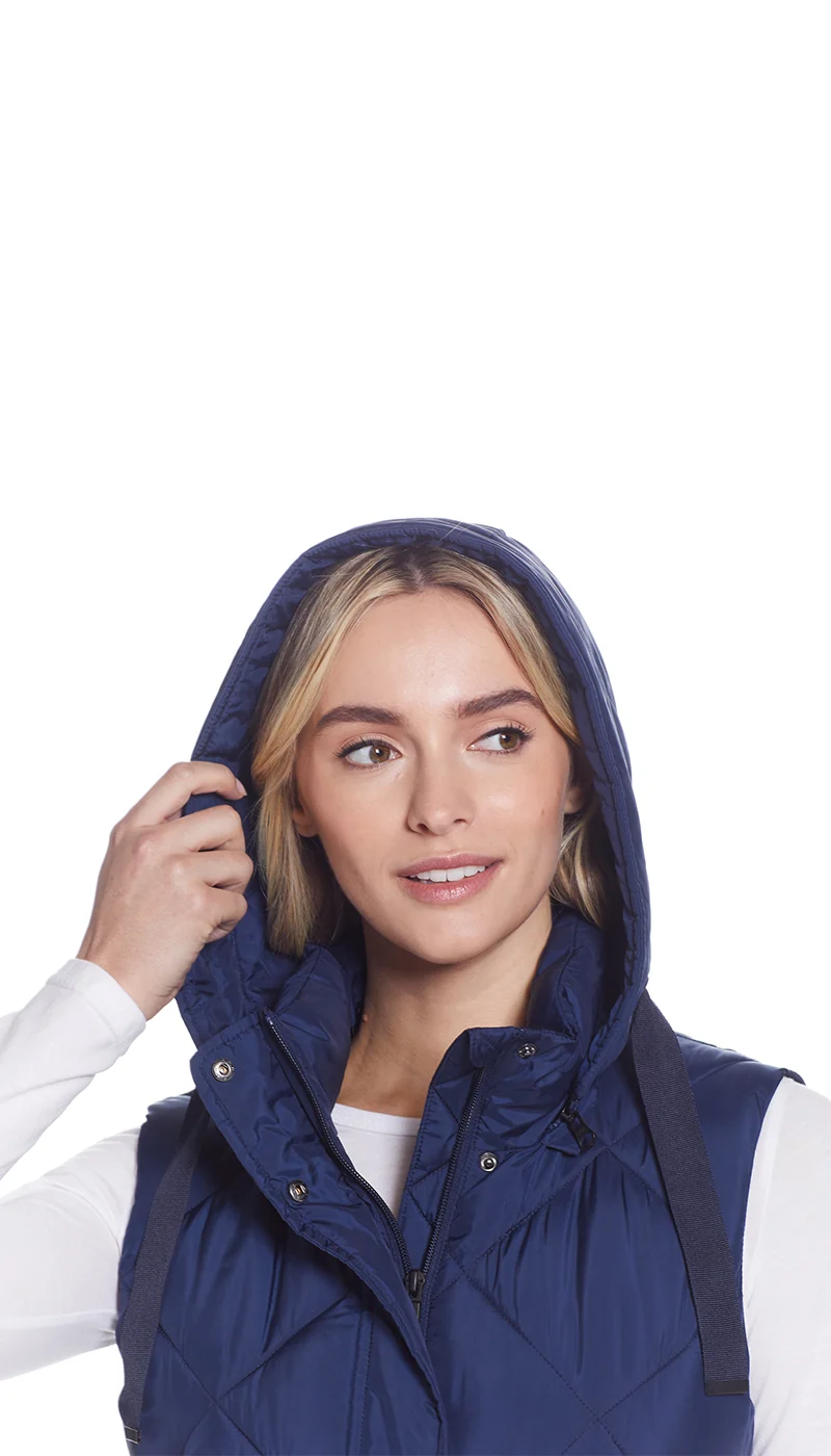 DIAMOND QUILTED LONGLINE HOODED VEST - Image 5