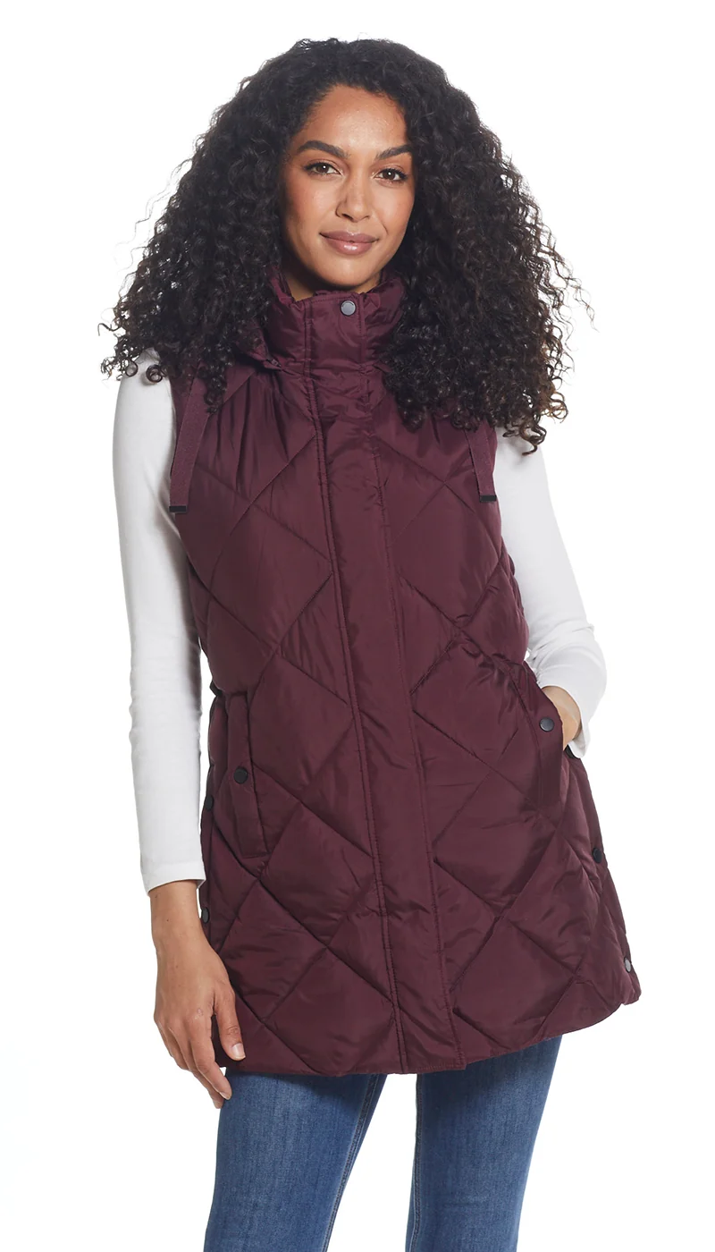 DIAMOND QUILTED LONGLINE HOODED VEST - Image 7