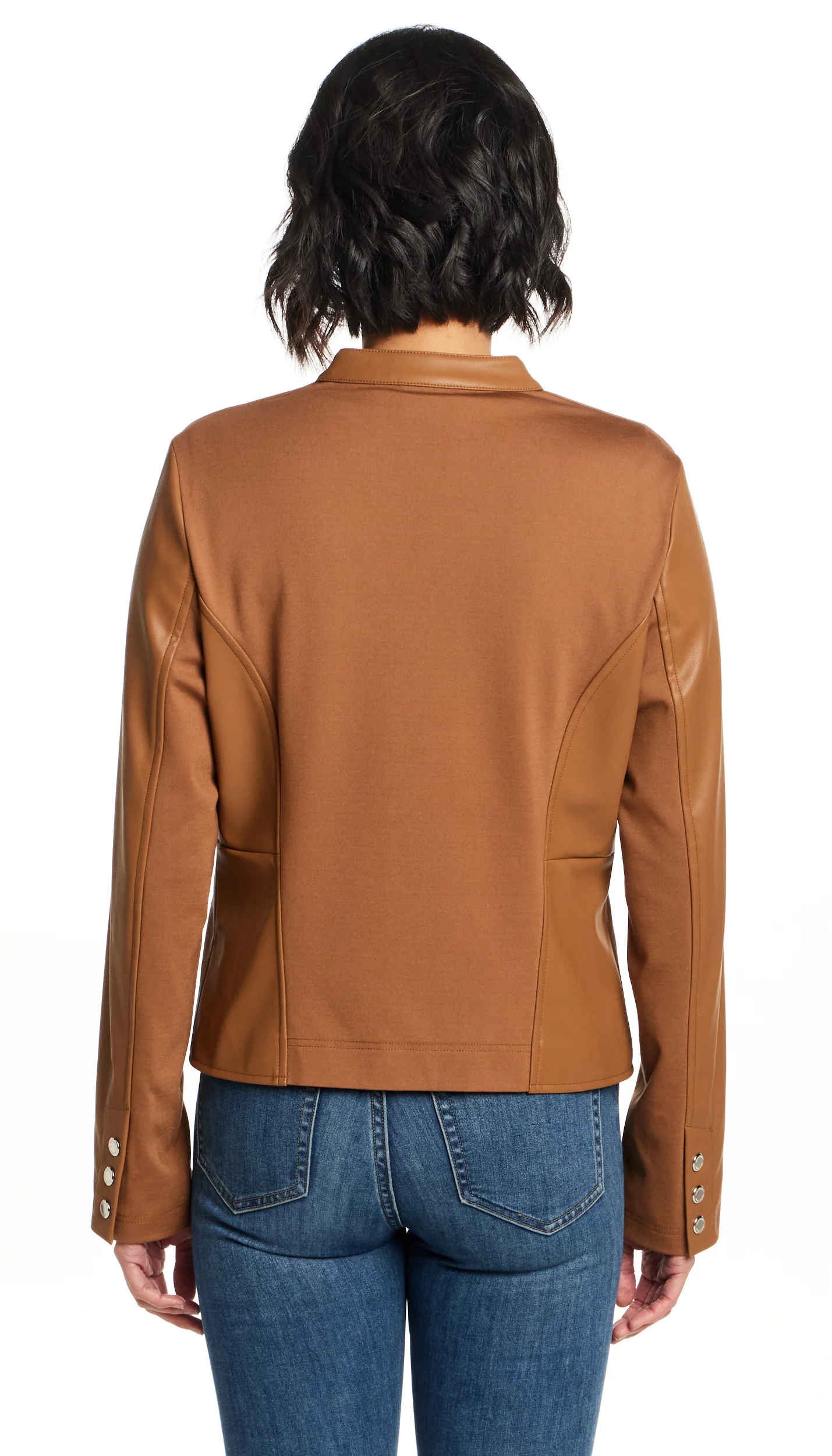 FAUX LEATHER JACKET WITH STRETCH KNIT - Image 17
