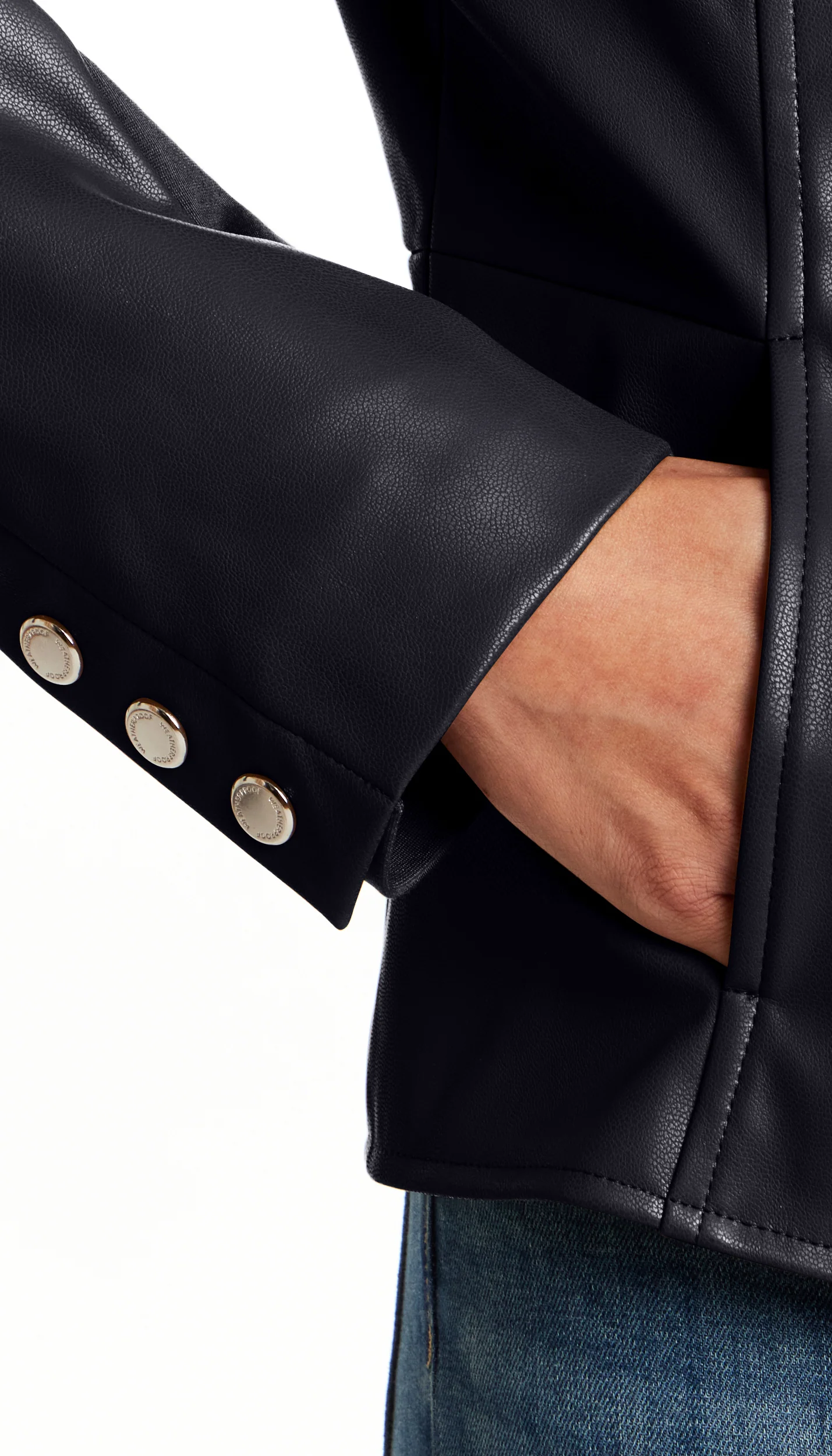 FAUX LEATHER JACKET WITH STRETCH KNIT - Image 5
