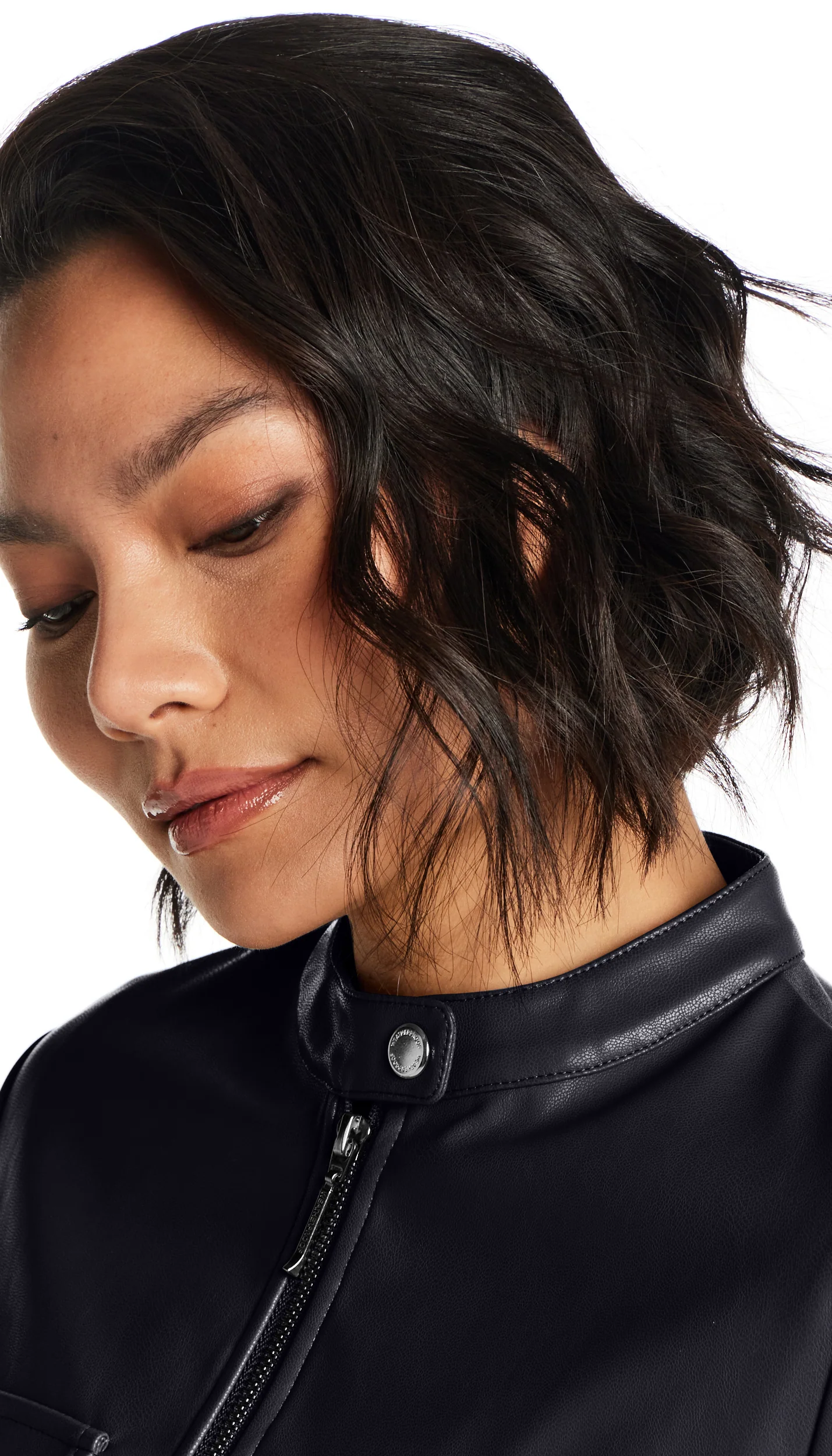 FAUX LEATHER JACKET WITH STRETCH KNIT - Image 7