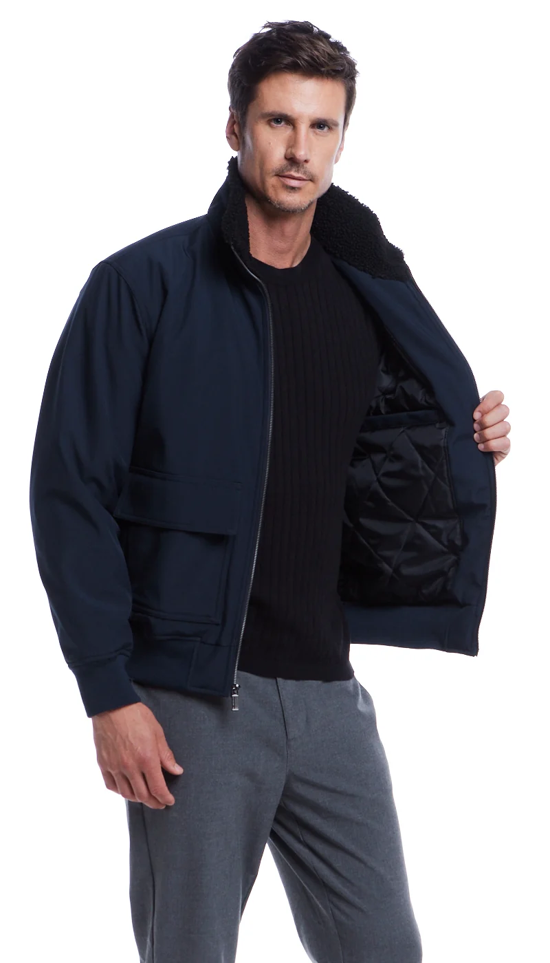 FLEX TECH BOMBER WITH FAUX FUR TRIM - Image 9