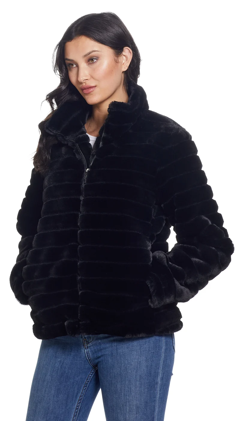 GROOVED FAUX FUR JACKET - Image 11