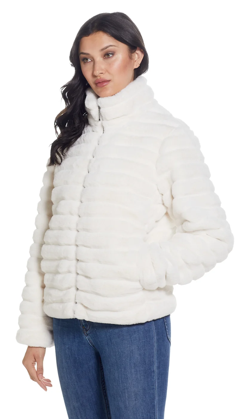GROOVED FAUX FUR JACKET - Image 3