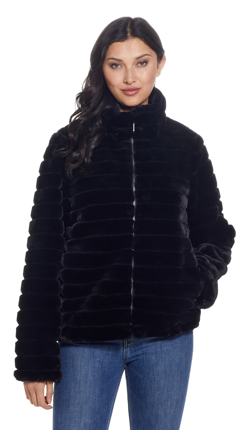 GROOVED FAUX FUR JACKET - Image 7