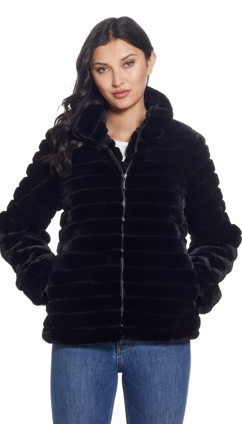GROOVED FAUX FUR JACKET - Image 8