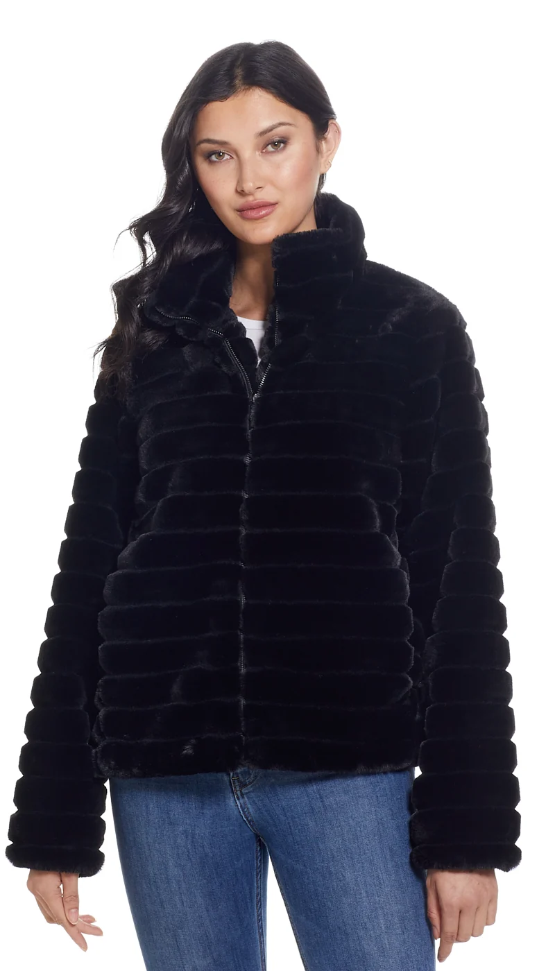 GROOVED FAUX FUR JACKET - Image 9