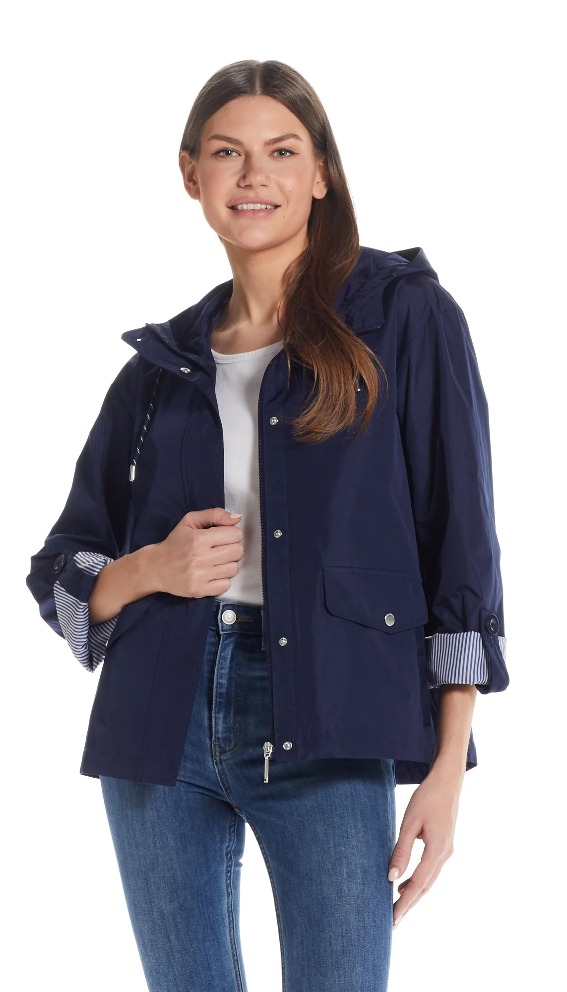HOODED JACKET WITH TURN BACK SLEEVES - Image 3