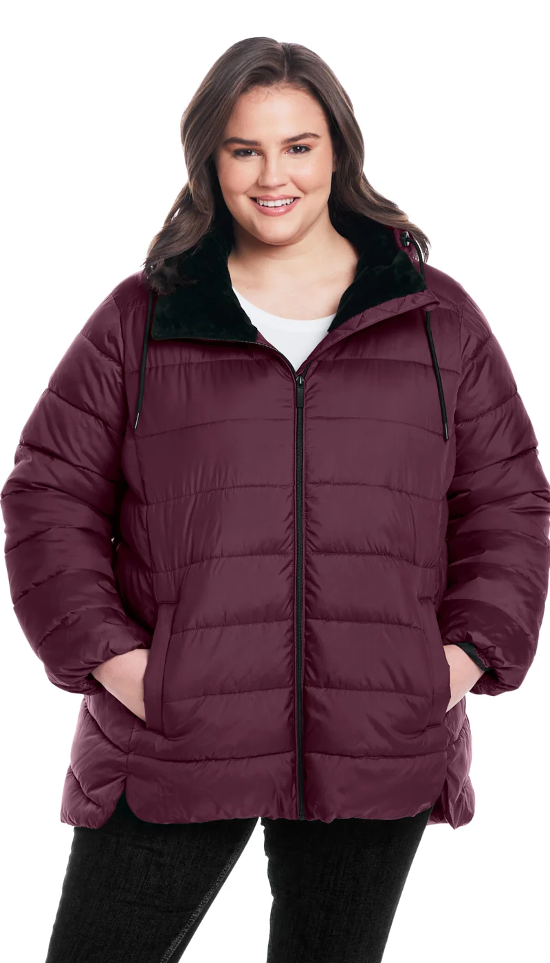 HOODED PUFFER WITH COZY PILE - Image 2