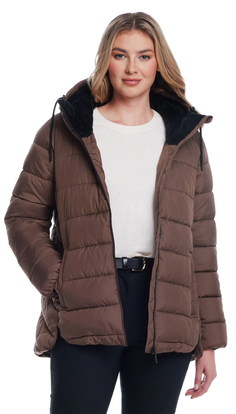 HOODED PUFFER WITH COZY PILE - Image 25