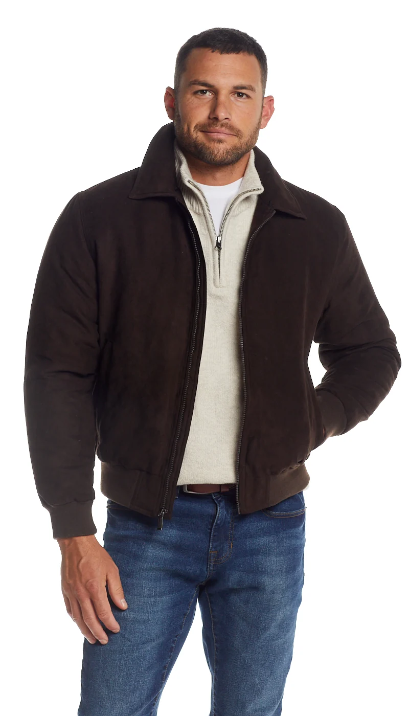 MICRO SUEDE BOMBER JACKET WITH FAUX FUR COLLAR - Image 5