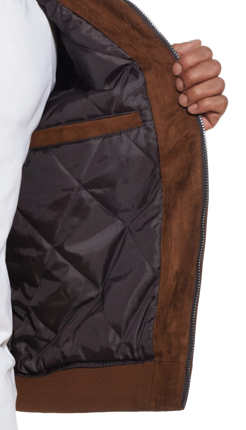 MICROSUEDE STAND COLLAR BOMBER JACKET - Image 10
