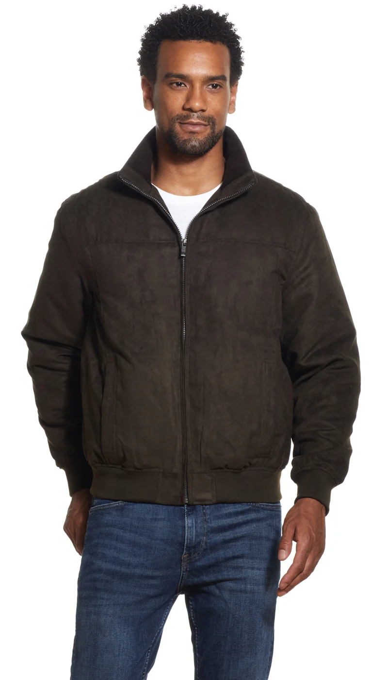 MICROSUEDE STAND COLLAR BOMBER JACKET - Image 12