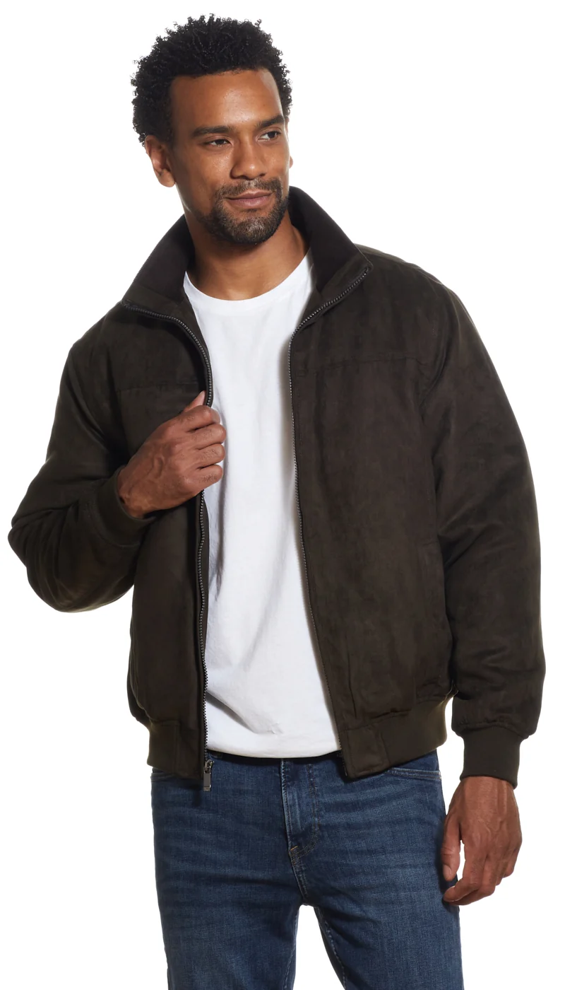 MICROSUEDE STAND COLLAR BOMBER JACKET - Image 13