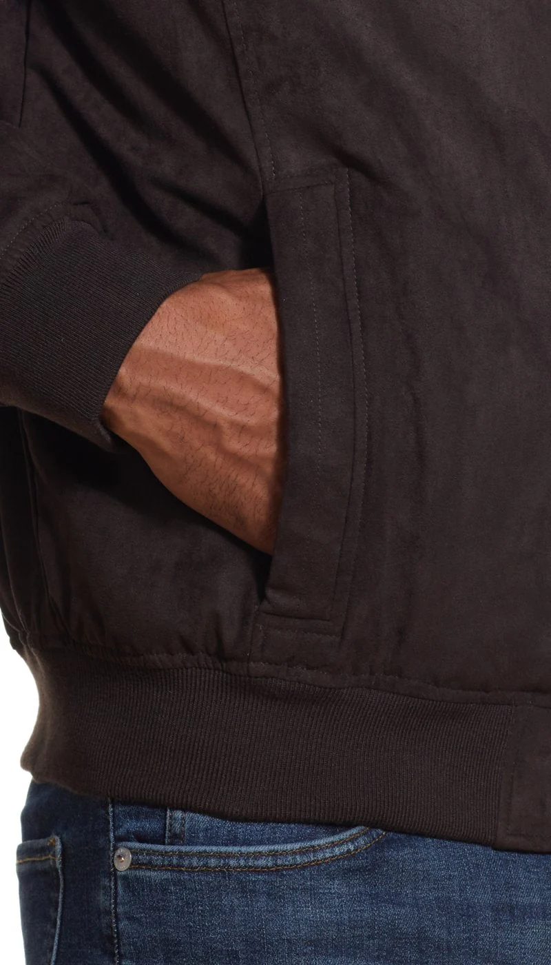 MICROSUEDE STAND COLLAR BOMBER JACKET - Image 3