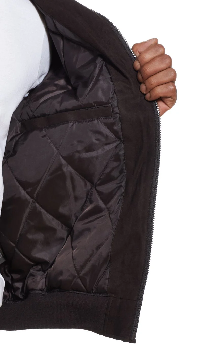 MICROSUEDE STAND COLLAR BOMBER JACKET - Image 5