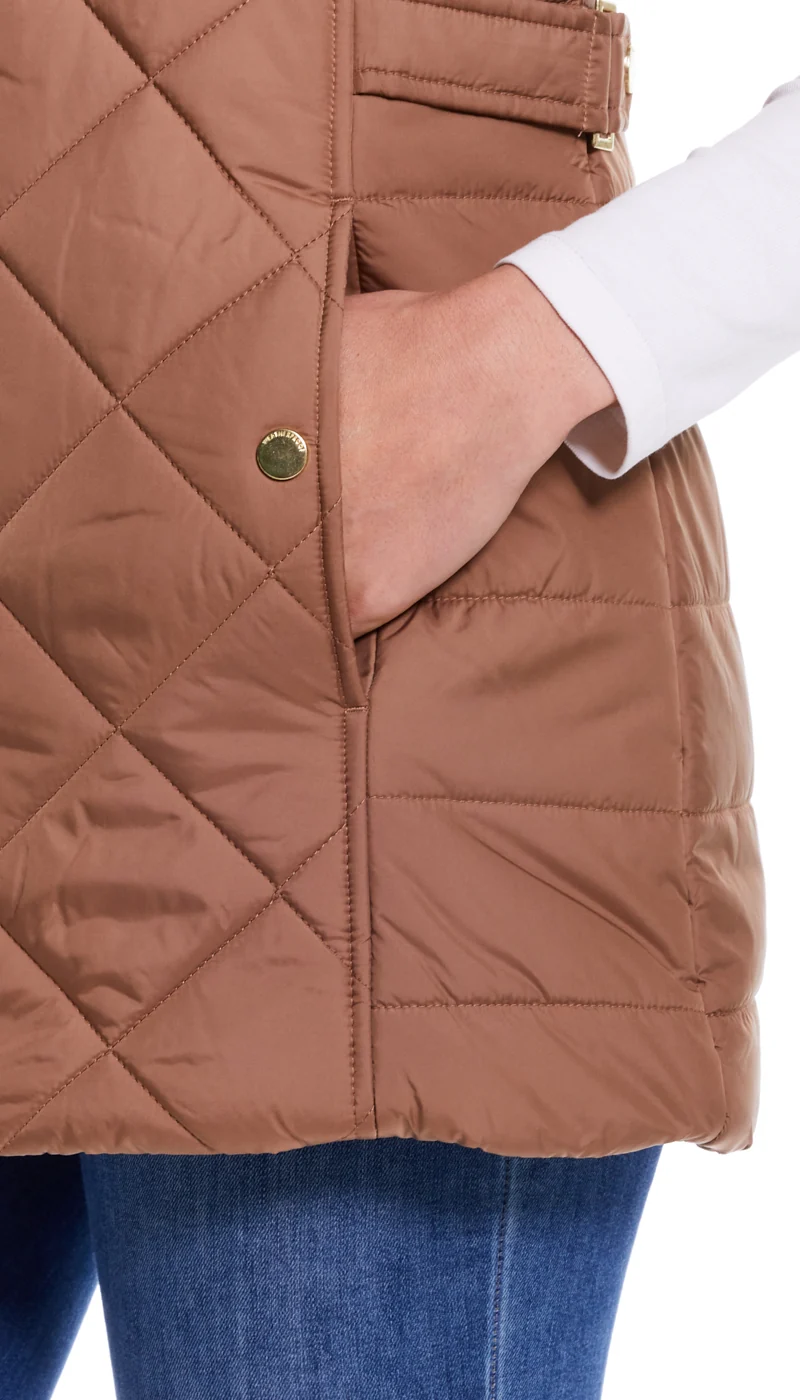 DIAMOND QUILTED LONG LINE CLINCHED VEST - Image 18