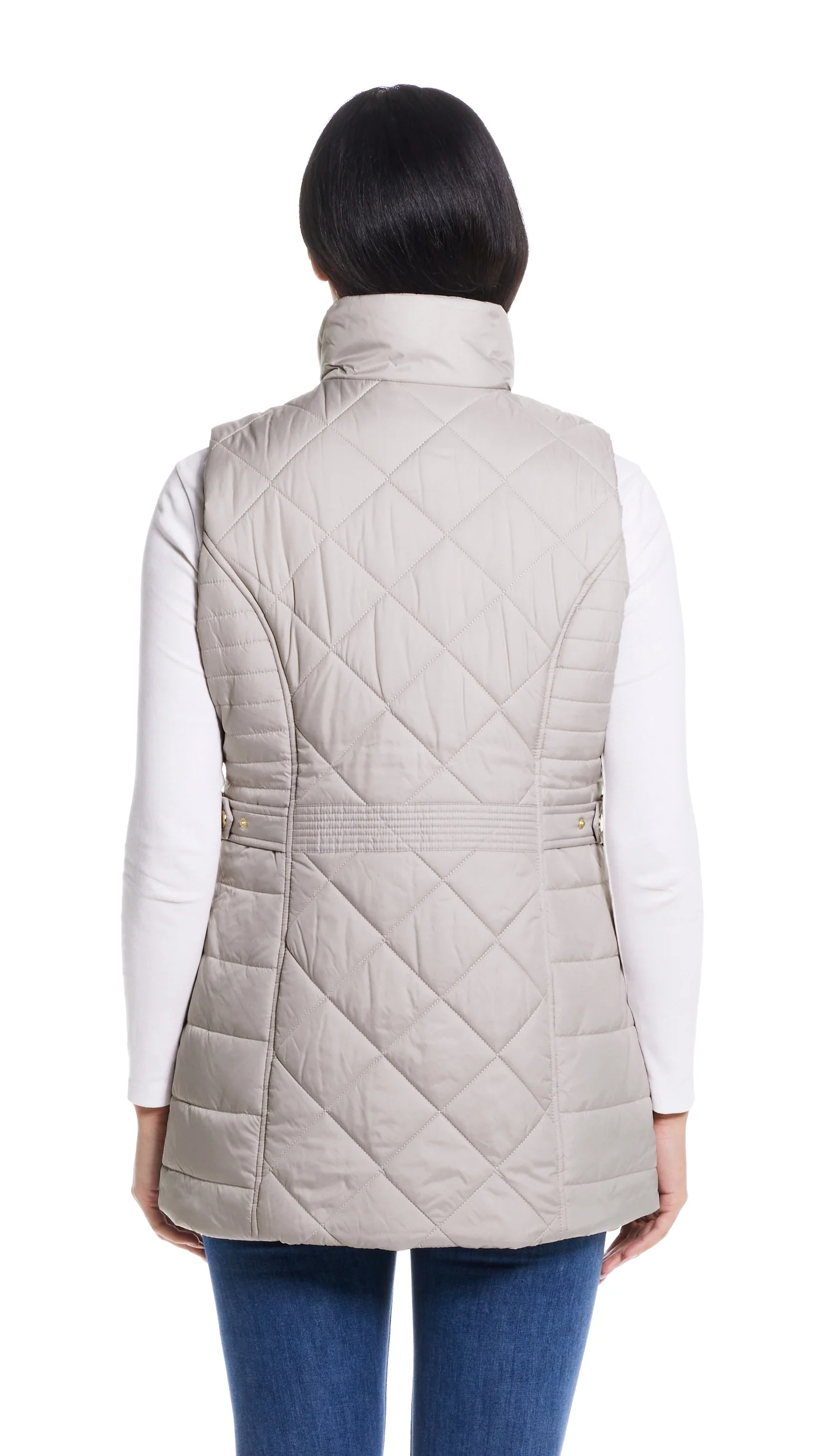 DIAMOND QUILTED LONG LINE CLINCHED VEST - Image 4