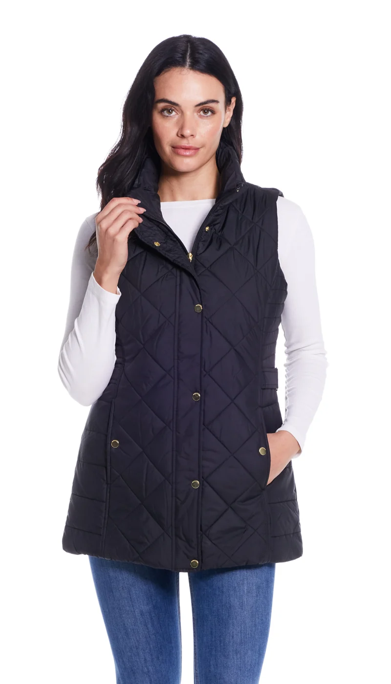DIAMOND QUILTED LONG LINE CLINCHED VEST - Image 9