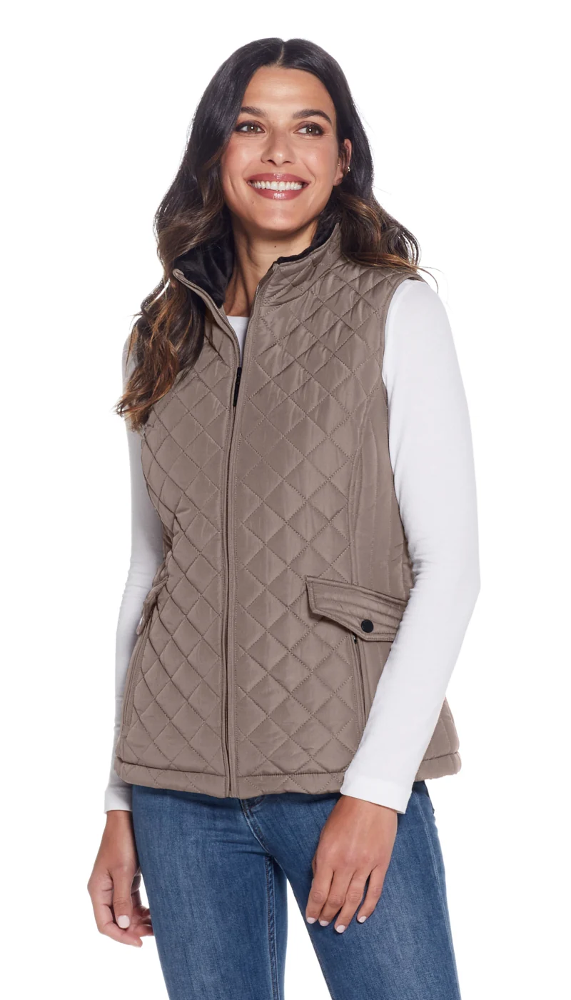 MIXED QUILTED VEST WITH PLUSH LINING - Image 8