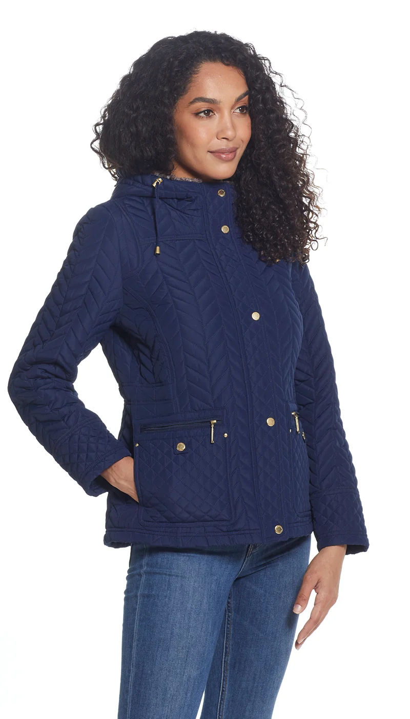 QUILTED HOODED ANORAK WITH FAUX FUR INNER TRIM - Image 17