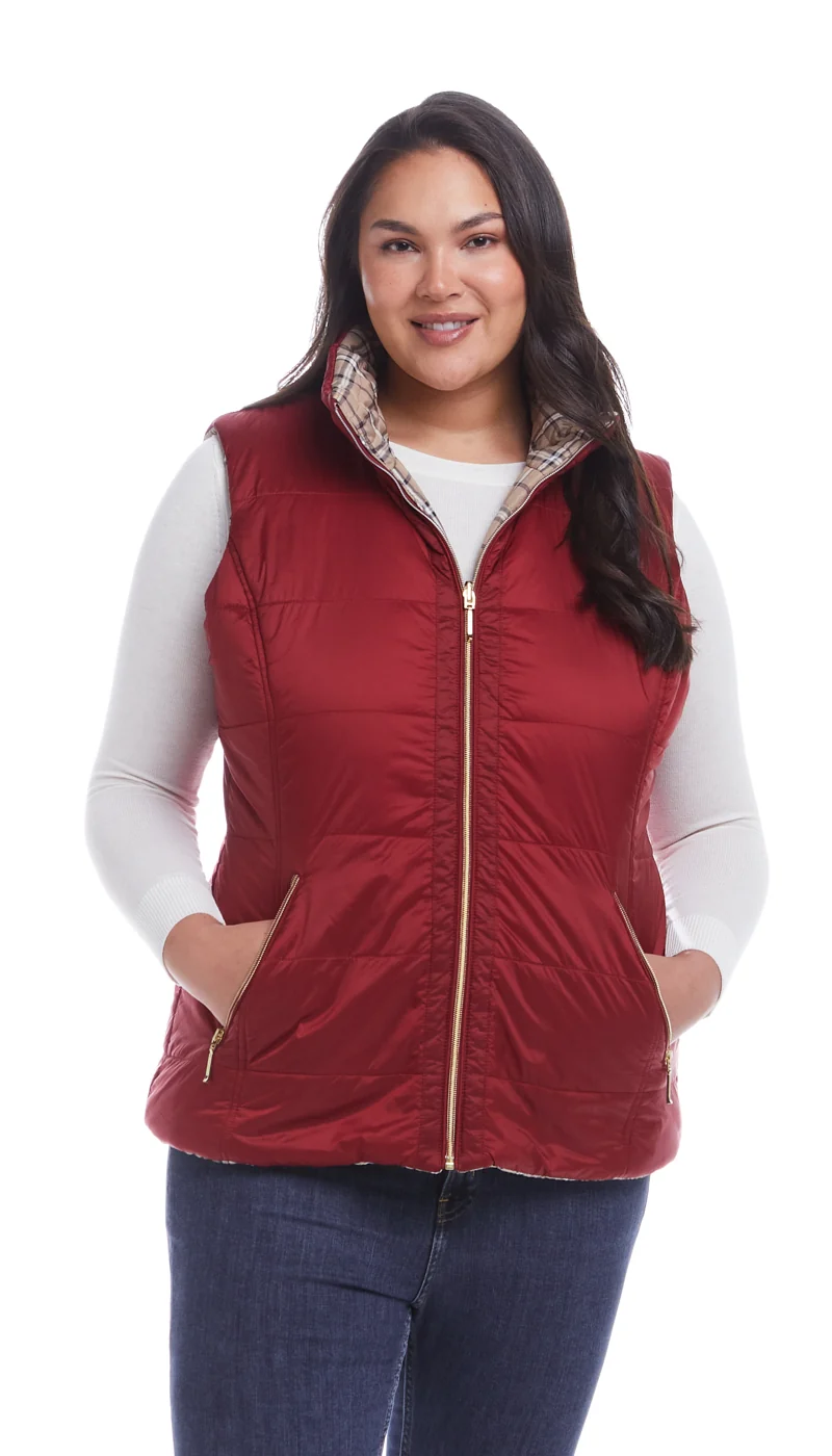 REVERSIBLE PLAID QUILTED VEST - Image 11