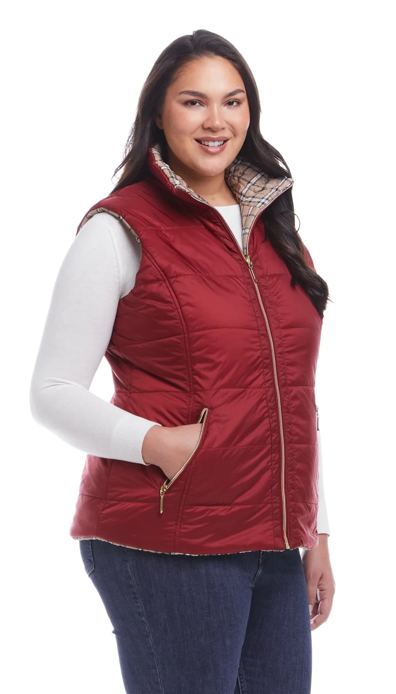 REVERSIBLE PLAID QUILTED VEST - Image 15