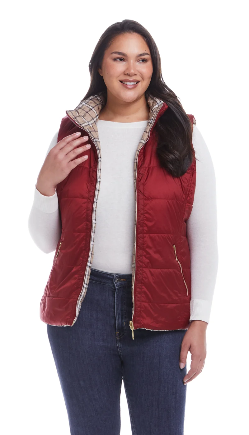 REVERSIBLE PLAID QUILTED VEST - Image 18